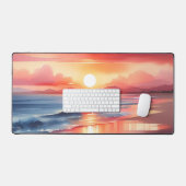 Waterverf zonsondergangen over zandstranden bureaumat (Keyboard & Muis)