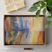 Waterverf zonsopgang boven bergketen tissuepapier (Geschenk)