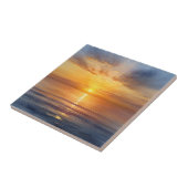 Waterverf zonsopgang boven rustig Zee Tegeltje (Zijkant)