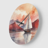 Waterverf zonsopgang met jacht grote klok (Hoek)