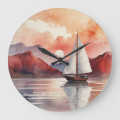 Waterverf zonsopgang met jacht grote klok (Voorkant)