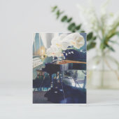 waterverf "Zuidelijke blootstelling" Piano & Flowe Briefkaart (Staand voorkant)