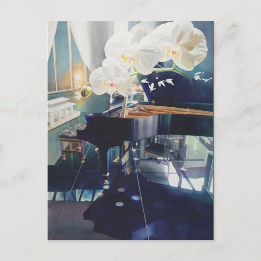 waterverf "Zuidelijke blootstelling" Piano & Flowe Briefkaart (Voorkant)