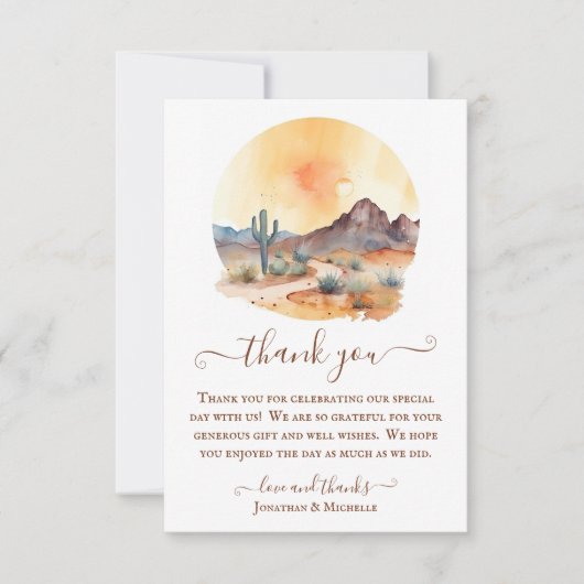 Waterverf Zuidwestelijke Woestijn en Cactus Bruilo Bedankkaart (Voorkant)