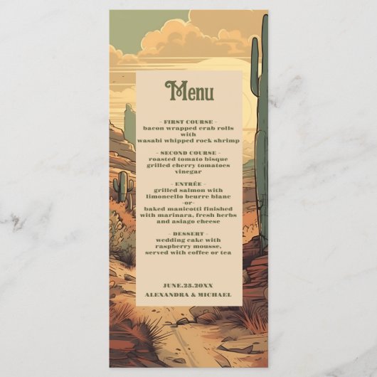 Waterverf Zuidwestelijke Woestijn en Cactus Bruilo Menu (Voorkant)