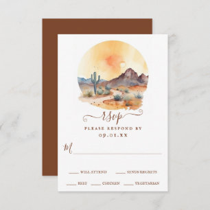 Waterverf Zuidwestelijke Woestijn en Cactus Bruilo RSVP Kaartje