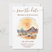 Waterverf Zuidwestelijke Woestijn en Cactus Bruilo Save The Date (Voorkant)