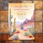 Waterverf Zuidwestelijke Woestijn en Cactus Bruilo Save The Date