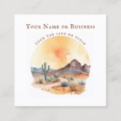 Waterverf Zuidwestelijke Woestijn en Cactus Vierkante Visitekaartje (Voorkant)