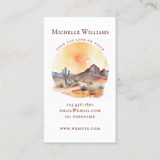 Waterverf Zuidwestelijke Woestijn en Cactus Visitekaartje (Voorkant)