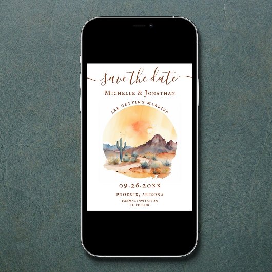 Waterverf Zuidwestelijke Woestijn FOTO Bruiloft Save The Date