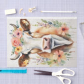 Waterverf Zuivel Koe met Bloemen Decoupage Tissuepapier (Craft)