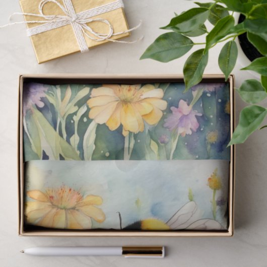 Waterverf Zuivel Koe met Bloemen Decoupage Tissuepapier (Geschenk)