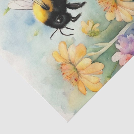 Waterverf Zuivel Koe met Bloemen Decoupage Tissuepapier (Detail)