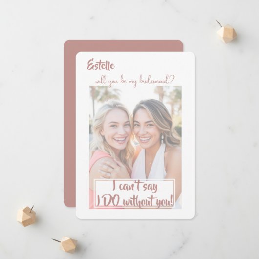 Waterverf, zult u mijn bruidsmeisje visitekaartje  aankondiging (Voorkant / Achterkant in situ)