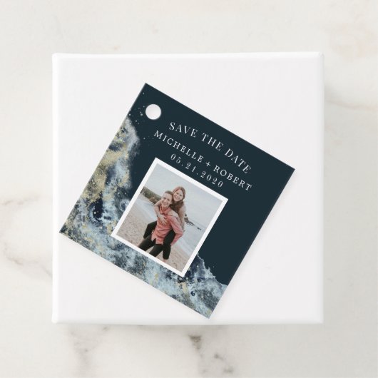 waterverf zwaait de kust op, behalve de datumfoto  bedankjes labels (In situ)