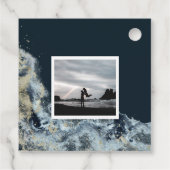 waterverf zwaait de kust op, behalve de datumfoto  bedankjes labels (Achterkant)