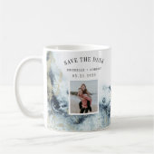 waterverf zwaait de kust op met de datumfoto koffiemok (Links)