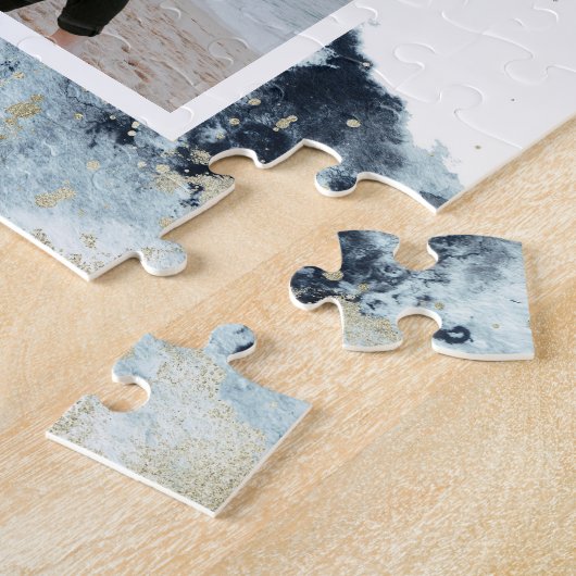 waterverf zwaait de kust op met de datumfoto legpuzzel (Zijkant)