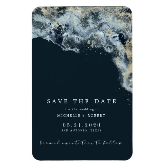 Waterverf zwaait gouden bruiloft met de date magne magneet (Verticaal)