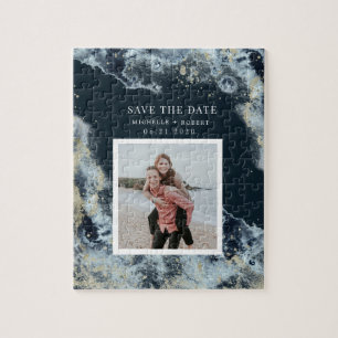 waterverf zwaait kust op met foto jigsa legpuzzel