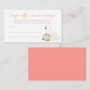 Waterverf Zwaan Baby shower Luier Raffle Informatiekaartje
