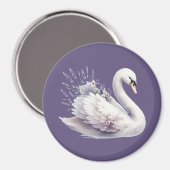 Waterverf Zwaan met Lavendel Bloemen Magneet (Voorkant / Achterkant)