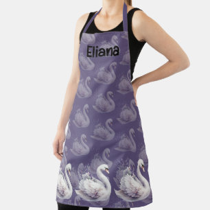 Waterverf Zwaan met Lavendel Bloemen Schort