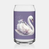 Waterverf zwaan met lavendelbloemen blikvorm glas (Voorkant)