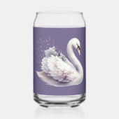 Waterverf zwaan met lavendelbloemen blikvorm glas (Achterkant)