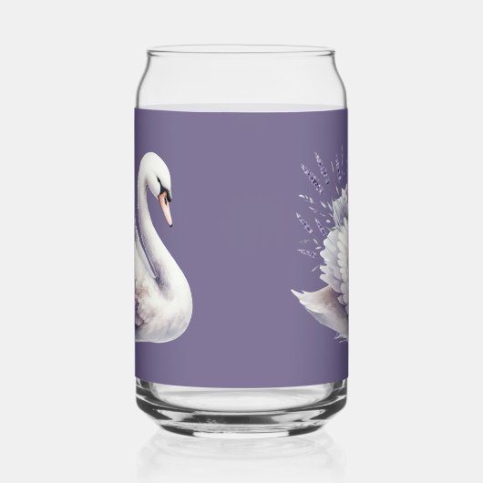 Waterverf zwaan met lavendelbloemen blikvorm glas (Links)