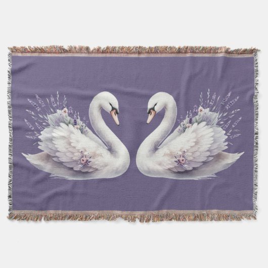 Waterverf zwaan met lavendelbloemen deken (Voorkant)