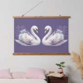 Waterverf zwaan met lavendelbloemen hangend wandkleed (Slaapkamer)