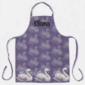 Waterverf zwaan met lavendelbloemen schort (Voorkant)