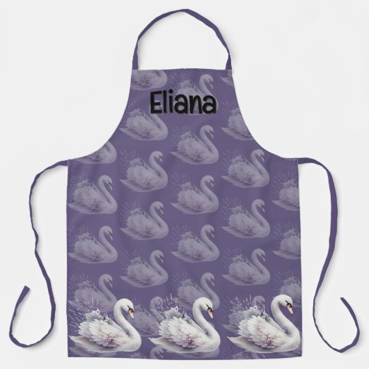 Waterverf zwaan met lavendelbloemen schort (Voorkant)