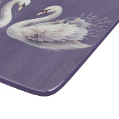 Waterverf zwaan met lavendelbloemen snijplank (Hoek)