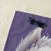 Waterverf zwaan met lavendelbloemen strandlaken (In situ)