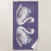 Waterverf zwaan met lavendelbloemen strandlaken (Voorkant)