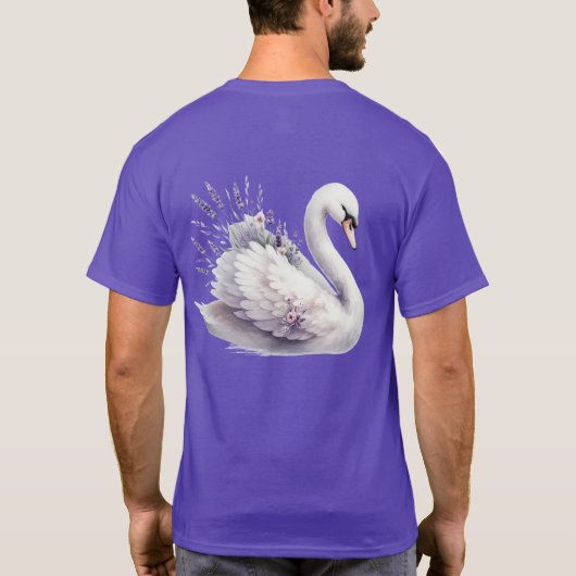 Waterverf zwaan met lavendelbloemen t-shirt (Achterkant)