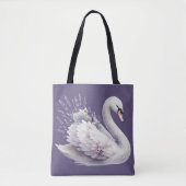 Waterverf zwaan met lavendelbloemen tote bag (Voorkant)