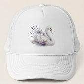 Waterverf zwaan met lavendelbloemen trucker pet (Voorkant)