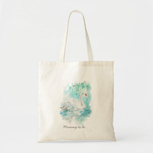 Waterverf Zwaan Moeder en Baby Wordt Mama Tote Bag