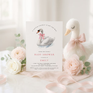 Waterverf Zwaan Roze Bow Baby shower Kaart