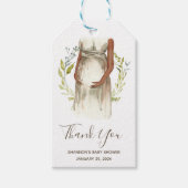 Waterverf Zwangere vrouw Baby shower Dank u wel C Cadeaulabel (Voorkant)