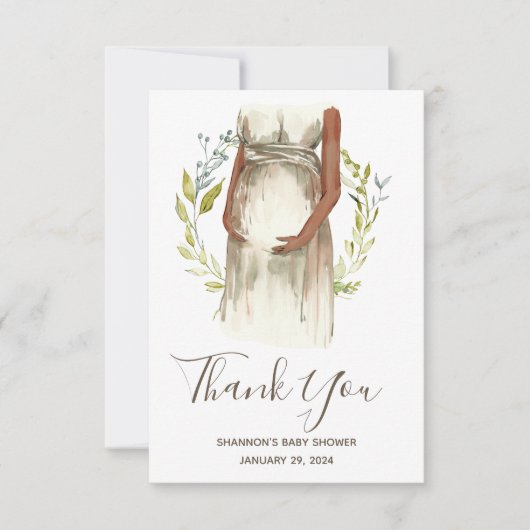 Waterverf Zwangere vrouwen Baby shower Bedankkaart (Voorkant)