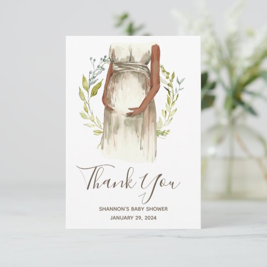 Waterverf Zwangere vrouwen Baby shower Bedankkaart (Staand voorkant)