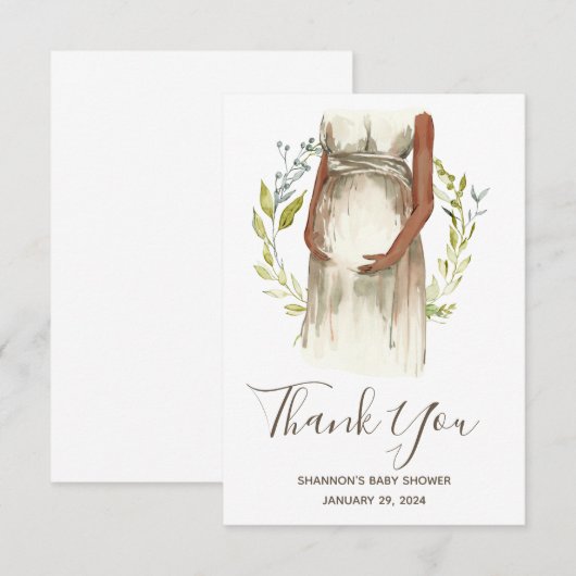 Waterverf Zwangere vrouwen Baby shower Bedankkaart (Voorkant / Achterkant)