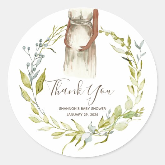 Waterverf Zwangere vrouwen Baby shower Ronde Sticker (Voorkant)