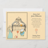 Waterverf Zwangerschap Aankondiging Peach Baby Boy (Voorkant)