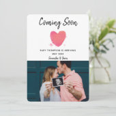 Waterverf Zwangerschap Fotoaankondigingskaart Kaart (Staand voorkant)